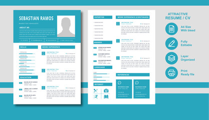 Fototapeta na wymiar New resume cv with Clean design template