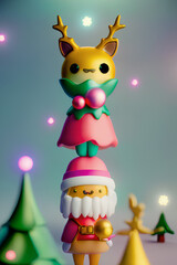 Fototapeta premium christmas reindeer with christmas tree Generative AI illustrations