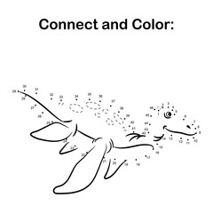 Connect the dots by number kids preschool dinosaur activity coloring page