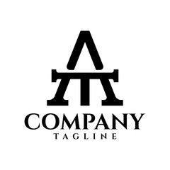 letter A and T logo with a classic elegant style, good for any business.