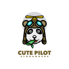 Cute pilot logo template illustration