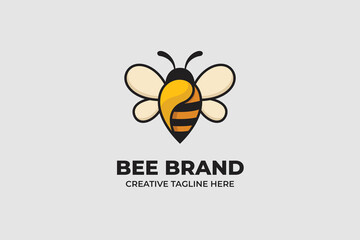Cute Bee Mascot Character Logo Template