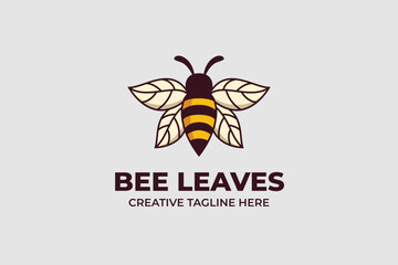 Cute Bee Leaves Business Logo Template