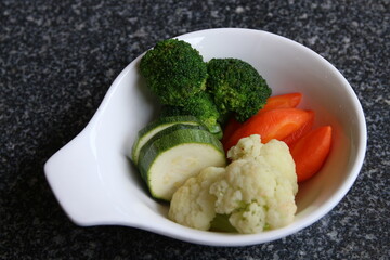 Broccoli carrot Zucchini  and cauliflower for Salmon with Lemon Cream Sauce menu
