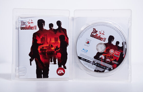 Kent, england, 01.01.2023 The Godfather 2 game playstation 3 video game cases and dvd games. sony ps3 home arcade system video games. Rare playstation games.
