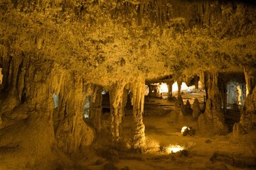 neptun cave in limestone rock of capo caccia in sardinia