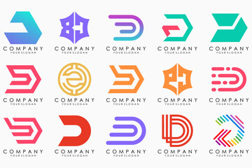 abstract letter D logo icon set. design for business of luxury, elegant, simple.