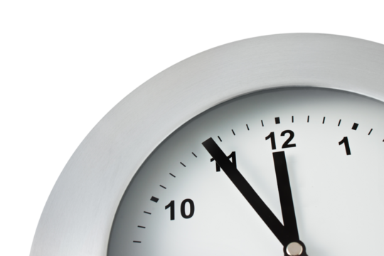 Uhr und Fünf vor Zwölf     Hintergrund transparent PNG cut out