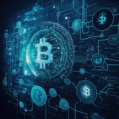 Obraz premium Bitcoin in blockchain technology.Generative AI