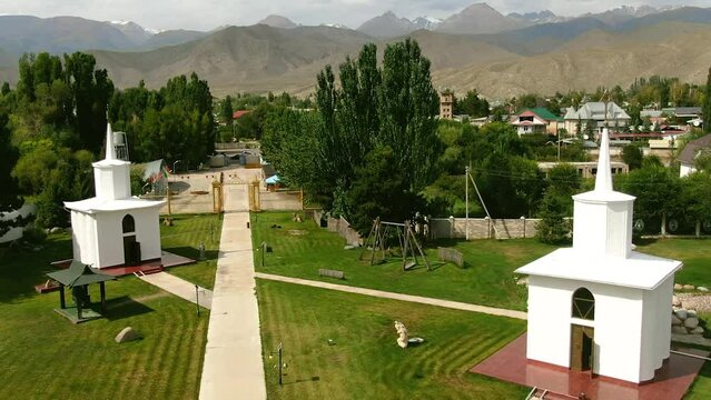 Aerial view of Ruh Ordo Cultural Center in Cholpon-Ata