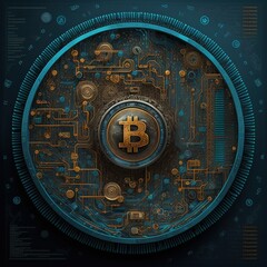 Bitcoin in blockchain technology.Generative AI
