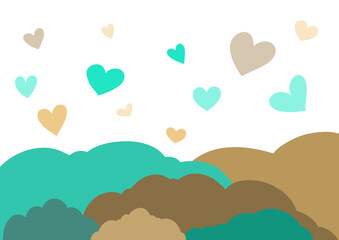 clouds and hearts in the sky