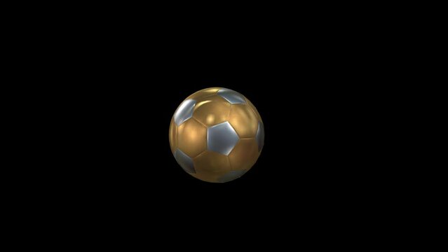 Golden Soccer Ball Transforming Transparent Alpha Video 3D Animation