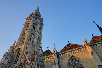 Fototapeta na wymiar Matthias Church tower, Budapest, Hungary