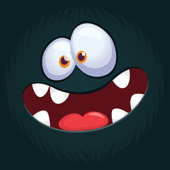 Fototapeta premium Funny cartoon monster character face expression. Illustration of cute and happy alien creature. Halloween design