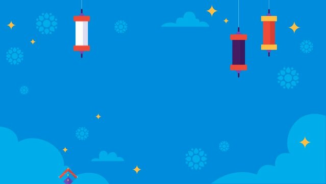 Happy Makar Sankranti (Uttrayan) Wish Animation Background with Colorful Kites and firki.