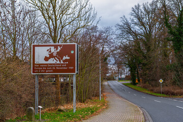 A sign icing over the former border crossing between East and West Germany