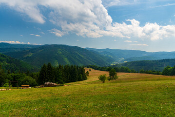 Obraz premium View from Kamenity hut in Moravskoslezske Beskydy mountains in Czech republic