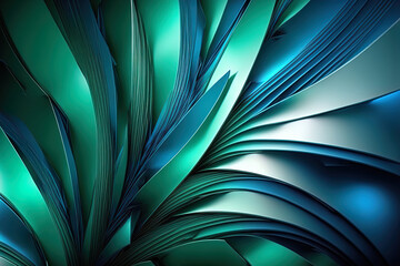 Unusual abstract backdrop in shades of emerald and azure. Generative AI