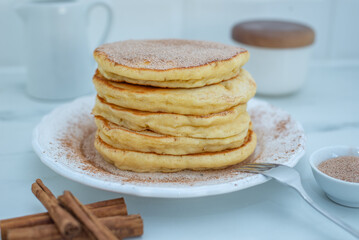 Fototapeta na wymiar Homemade classic american pancakes