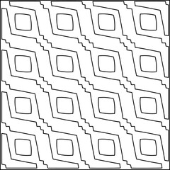 Stylish texture with figures from lines.
Abstract geometric black and white pattern for web page, textures, card, poster, fabric, textile. Monochrome graphic repeating design. 