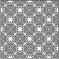 Stylish texture with figures from lines.
Abstract geometric black and white pattern for web page, textures, card, poster, fabric, textile. Monochrome graphic repeating design. 