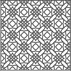 Stylish texture with figures from lines.
Abstract geometric black and white pattern for web page, textures, card, poster, fabric, textile. Monochrome graphic repeating design. 