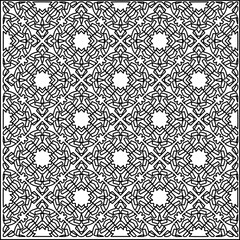 Stylish texture with figures from lines.
Abstract geometric black and white pattern for web page, textures, card, poster, fabric, textile. Monochrome graphic repeating design. 