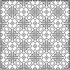 Stylish texture with figures from lines.
Abstract geometric black and white pattern for web page, textures, card, poster, fabric, textile. Monochrome graphic repeating design. 