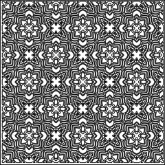 Stylish texture with figures from lines.
Abstract geometric black and white pattern for web page, textures, card, poster, fabric, textile. Monochrome graphic repeating design. 