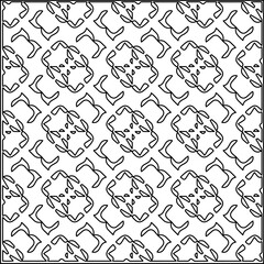 Stylish texture with figures from lines.
Abstract geometric black and white pattern for web page, textures, card, poster, fabric, textile. Monochrome graphic repeating design. 