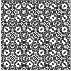 Stylish texture with figures from lines.
Abstract geometric black and white pattern for web page, textures, card, poster, fabric, textile. Monochrome graphic repeating design. 