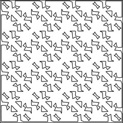 Stylish texture with figures from lines.
Abstract geometric black and white pattern for web page, textures, card, poster, fabric, textile. Monochrome graphic repeating design. 