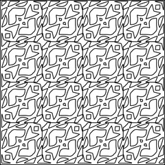 Stylish texture with figures from lines.
Abstract geometric black and white pattern for web page, textures, card, poster, fabric, textile. Monochrome graphic repeating design. 