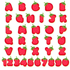 Strawberry fruit style alphabet text, font