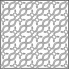 Stylish texture with figures from lines.
Abstract geometric black and white pattern for web page, textures, card, poster, fabric, textile. Monochrome graphic repeating design. 