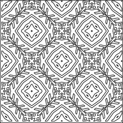 Stylish texture with figures from lines.
Abstract geometric black and white pattern for web page, textures, card, poster, fabric, textile. Monochrome graphic repeating design. 