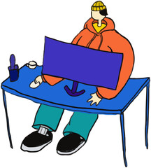 person with a computer