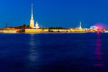 View of the Peter and Paul Fortress. Night St. Petersburg Russia
