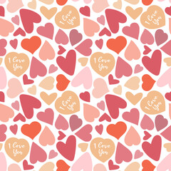 Love heart seamless pattern, Valentine's day repeat design,  I love you background, Hearts print in pastel colors,  Love hearts wallpaper, Perfect for wrapping paper, fabric, decor
