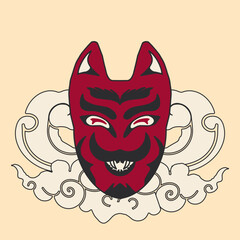 hand drawing vector japanese mask 