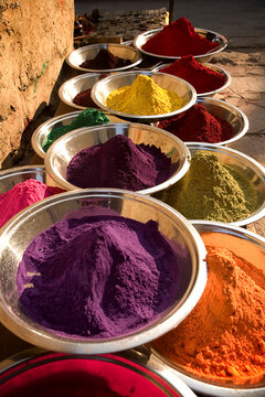Traditional dyes used for clothing in India, Madhya Pradesh, India.