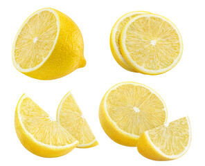 Set of delicious lemon fruits, isolated on white background