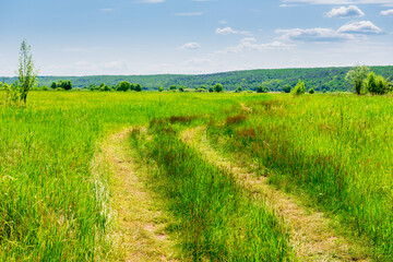 the track left by the wheels of vehicles on an agricultural field