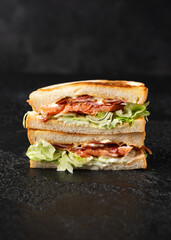 Fresh BLT Sandwich with Bacon Lettuce and Tomato