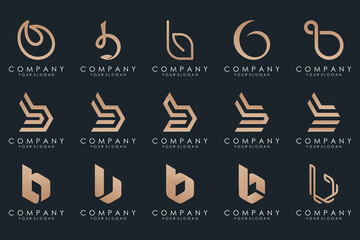 Set of creative abstract monogram letter B logo design
