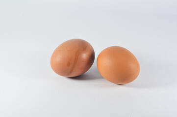 two eggs isolated on white background