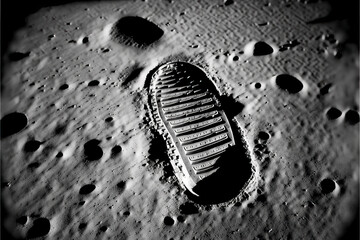 Fototapeta Illustration of the first step on the moon. Generative AI. obraz
