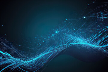 Background of technology with blue abstract lines. Generative AI