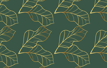 Vector abstract seamless beautiful floral leaves pattern flat background